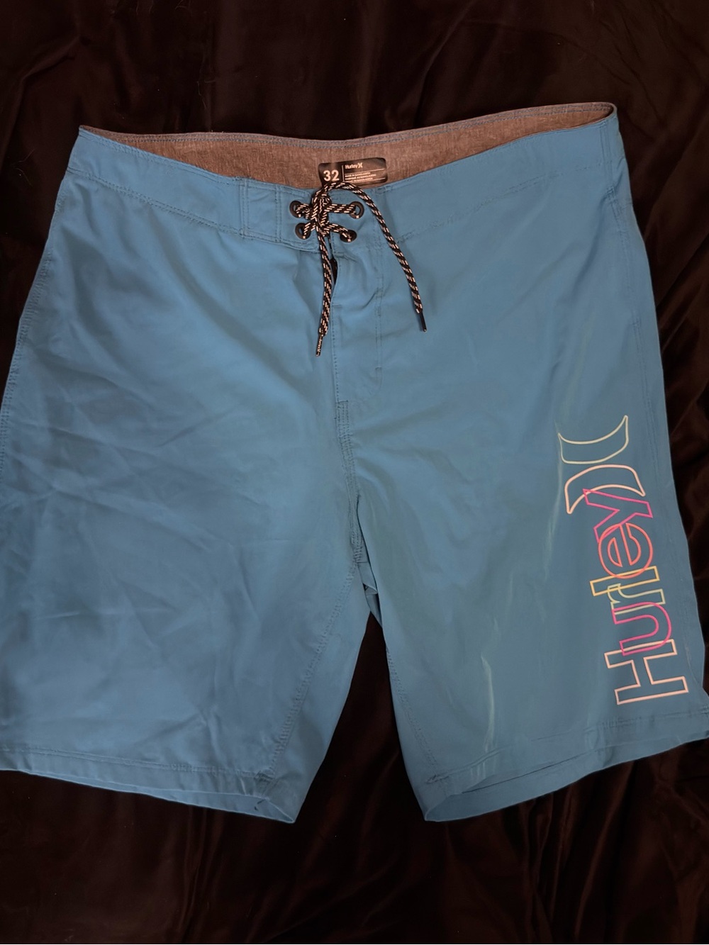 Hurley Light Blue Men’s Boardshorts 32 with Multicolor Logo